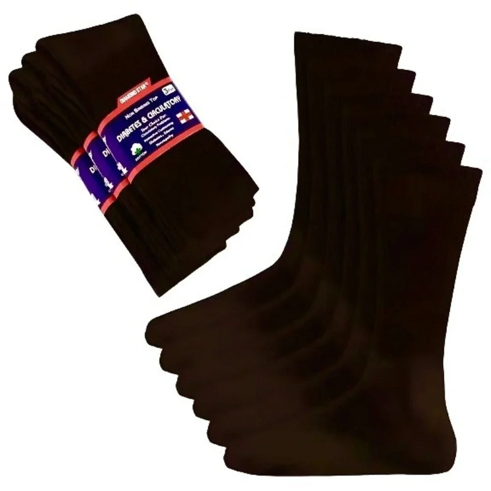 Medistride Non-Binding Diabetic Circulatory Brown Socks 10-13 Neuropathy 3 Pairs